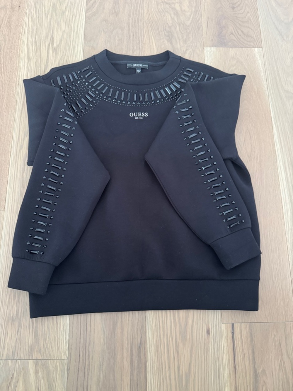 GUESS Black Studded Crewneck Sweatshirt